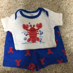 Gerber 3-6 month crab summer outfit